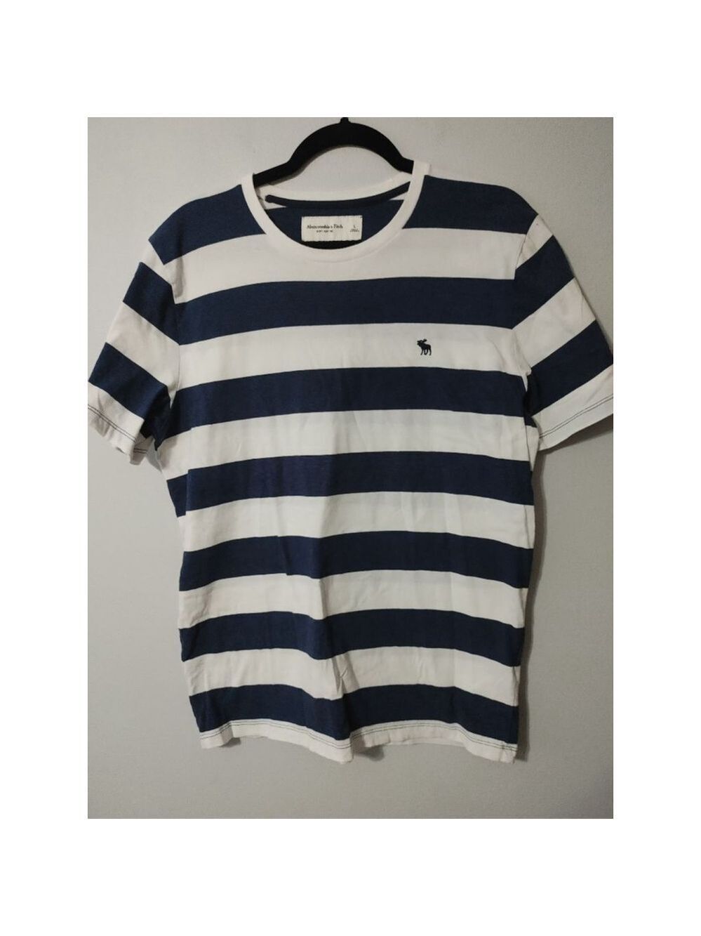 Men's Abercrombie & Fitch L Striped Short Sleeve Tee Blue White